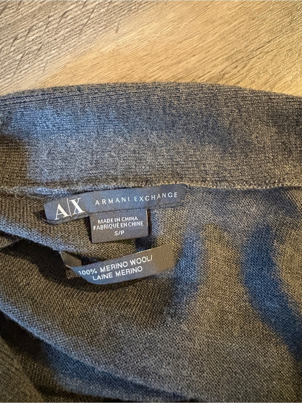 Armani Exchange Men's V-Neck Sweater in Charcoal Gray - Picture 3 of 3
